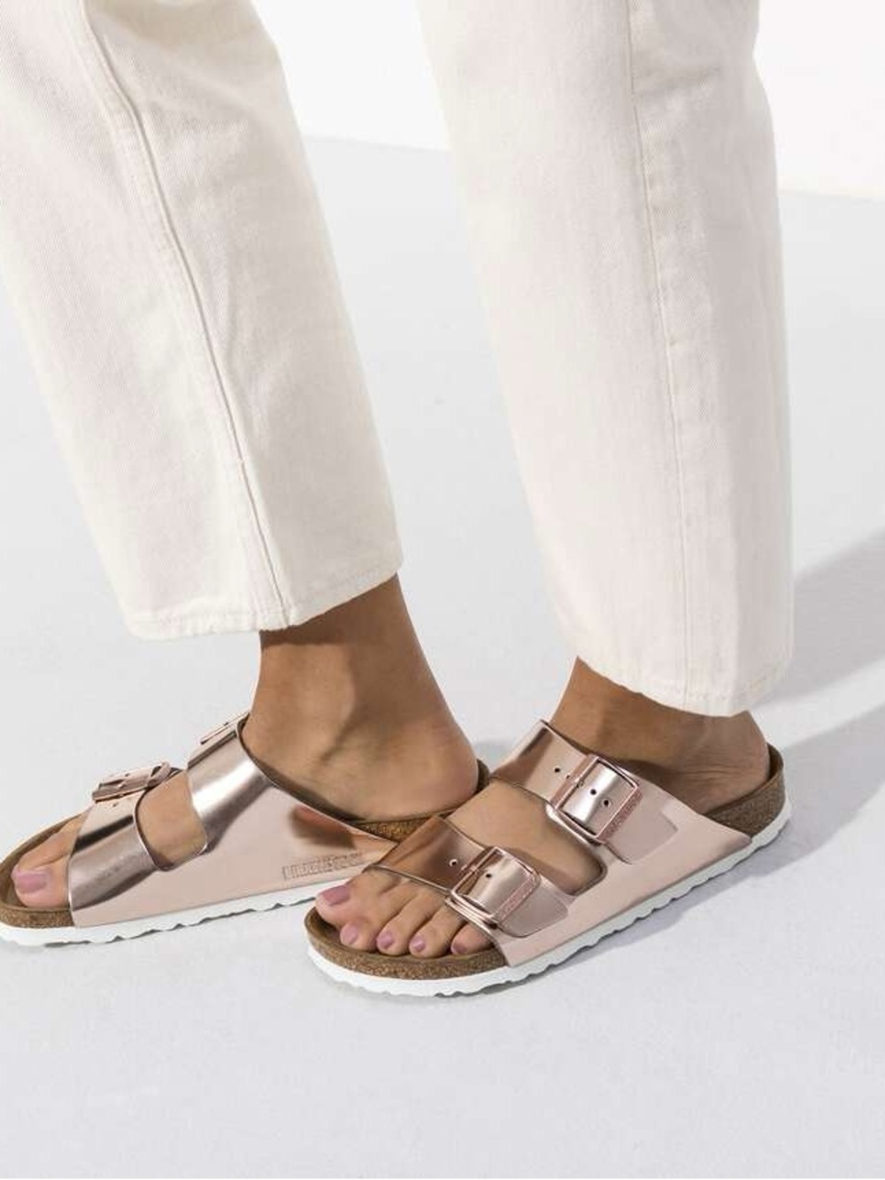 Birkenstock Arizona Metallic Copper Sandals Soft Footbed Sz 37